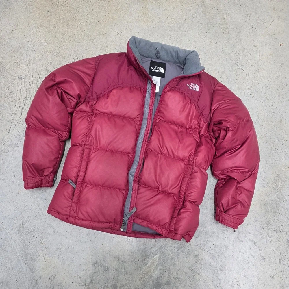 VTG The North Face Girls XL Puffer Jacket Berry Pink Goose Down Winter Coat A494